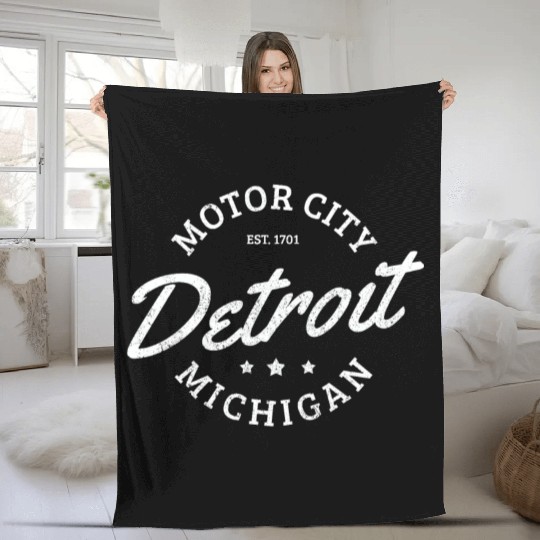 Detroit Michigan Motor City Fleece Blankets