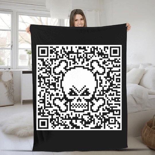 Skull And Crossbones (Quick Response Code / NEG) Fleece Blankets