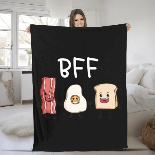 Fried egg bacon and toast best friends forever Fleece Blankets
