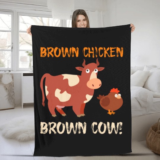 Brown Chicken Brown Cow Fleece Blankets
