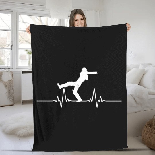 Heart Beat Cricket Cricket Player Gift Idea Fleece Blankets