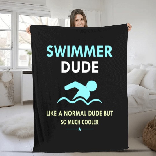 Swimming, Swim, Funny, Swimmer Mom Dad Coach Fleece Blankets