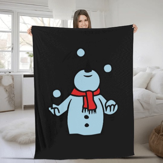 snowman juggling snowballs Fleece Blankets