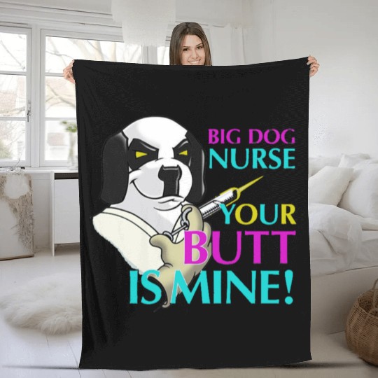 BIG DOG NURSE Fleece Blankets