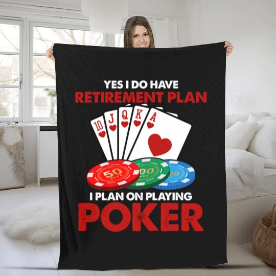 Funny Poker Retirement Plan Fleece Blankets