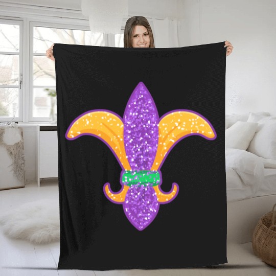 Mardi Gras Badge Street Party Carnival Gift Fleece Blankets