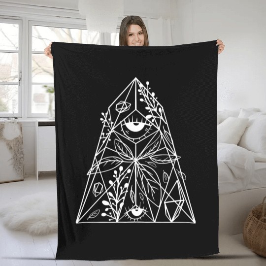 Gemstone crystal diamond floral flowers eye Fleece Blankets