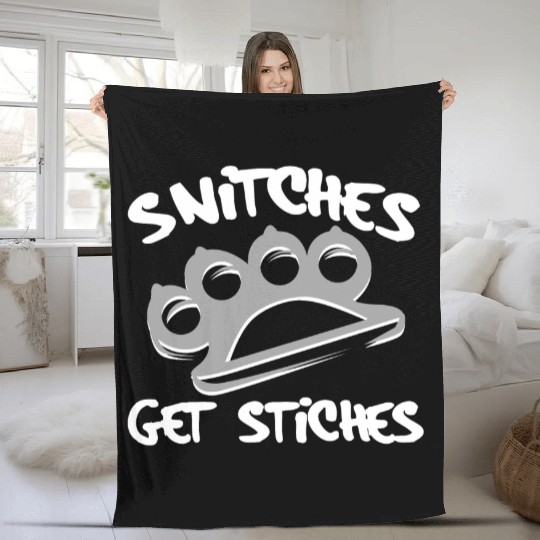 Cool Thug Life Fleece Blankets For Gangster "Snitches Get