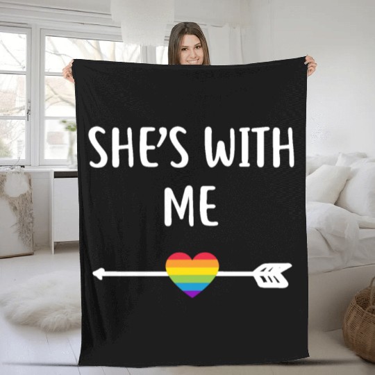 Lesbian Matching Couple Gifts She's With Me Set 2l Fleece Blankets