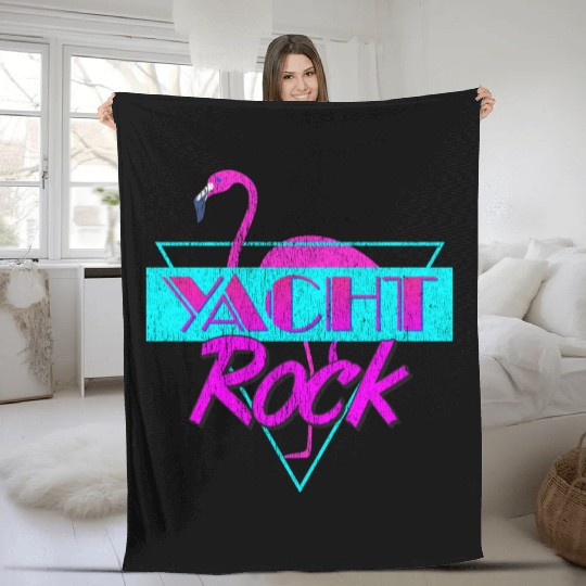 Yacht Rock Retro Flamingo Fleece Blankets