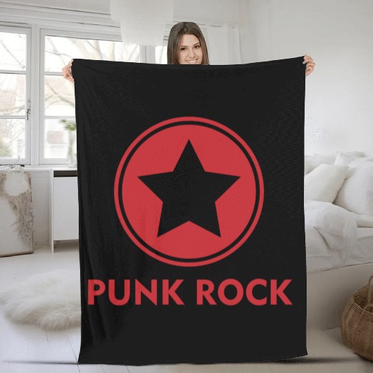 Punk rock Fleece Blankets star punk anarchy