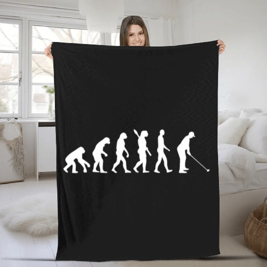 Golf - Human Evolution, Darwin Fleece Blankets