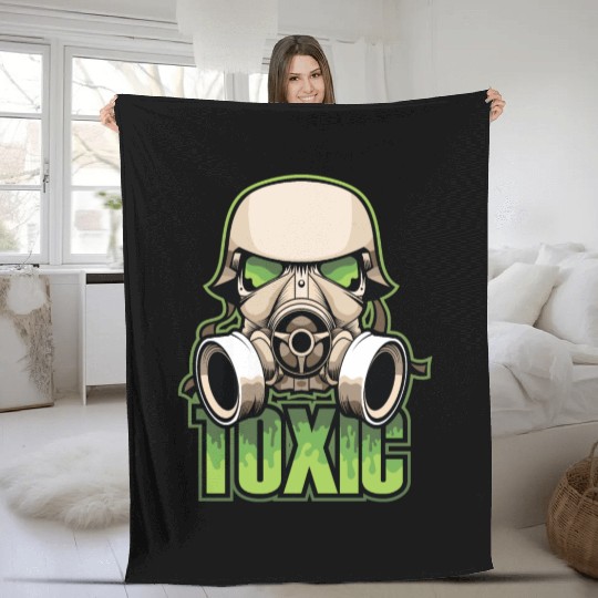 Toxic, Gas Mask, Anti Virus, Bio Hazard, Survival Fleece Blankets