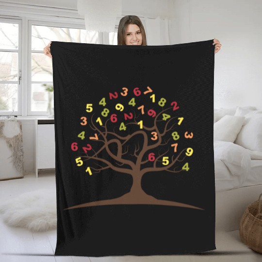 Tree Number Mathematics School Nerd Gift Fleece Blankets