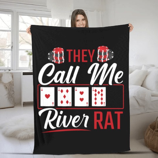 River Rat Funny Poker Player Texas Holdem Lucker Fleece Blankets