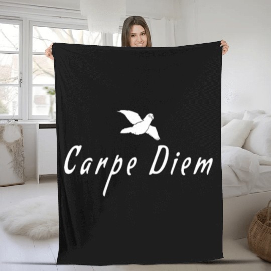 carpe diem Bird Fleece Blankets