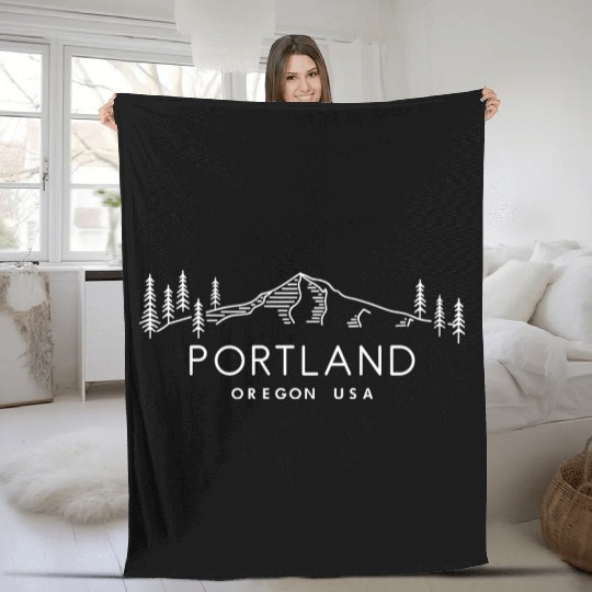 Portland Oregon USA Fleece Blankets