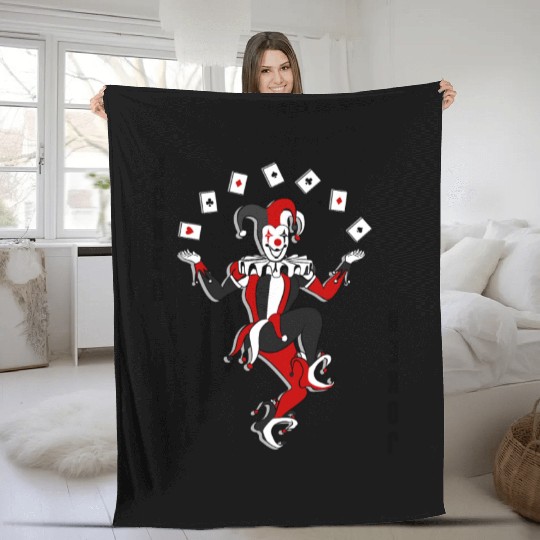 Joker Joggling Card Fleece Blankets