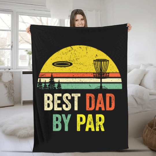 70s 80s Inspired Best Dad By Par Fathers Day Disc Fleece Blankets