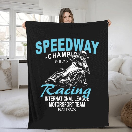 Motorcycle Speedway Racing Fleece Blankets