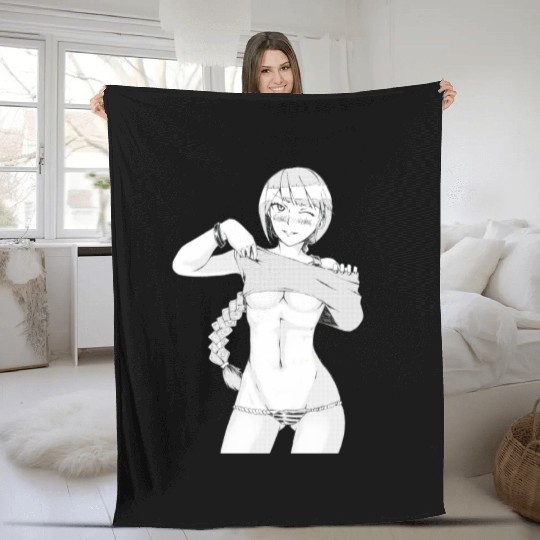 hen Manga Anime Waifu japanese sexy Girl Ahegao Fleece Blankets
