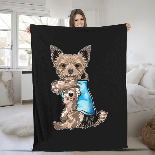 Yorkie Dog Tattoo I Love Mom Mothers Day Gifts T S Fleece Blankets