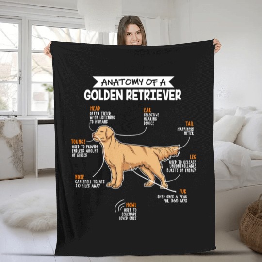 Anatomy Of A Golden Retriever Funny Dog Owner Gift Fleece Blankets