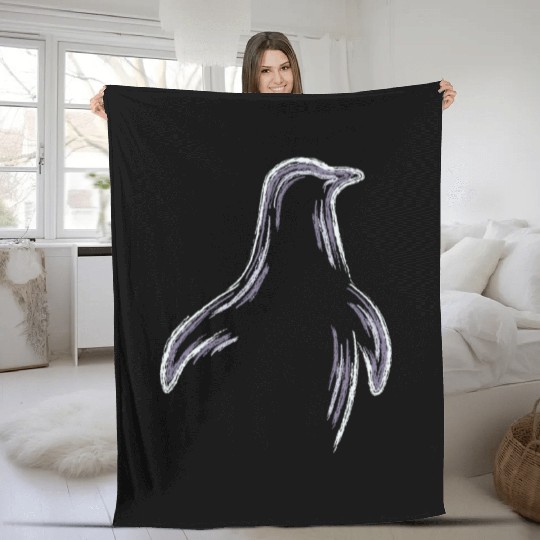 Penguin Chalk Drawing Fleece Blankets