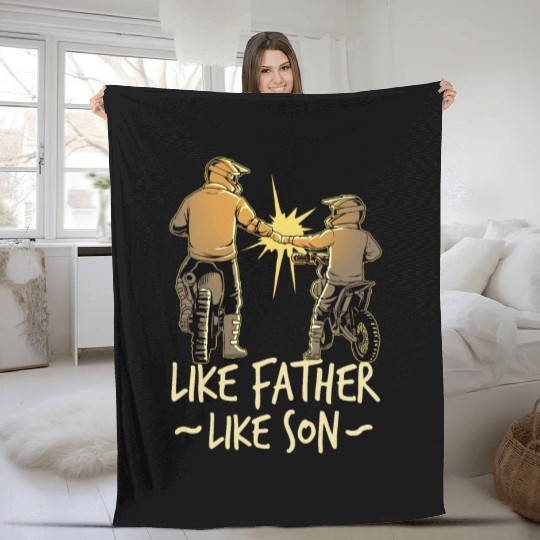 Dad Dirt Bike Out Motocross Gift Father And Son Fleece Blankets