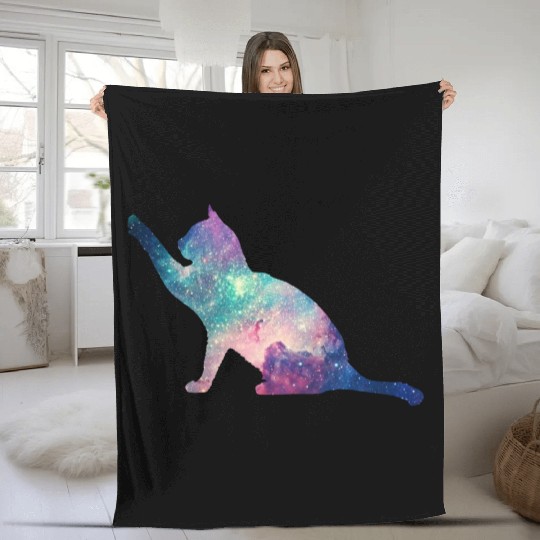 galaxy cat for cats lovers Fleece Blankets