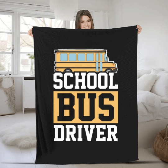 Bus Driver School Bus Fleece Blankets
