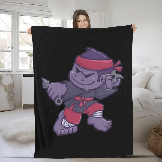 Gorilla Monkey Ninja Samurai gift Fleece Blankets