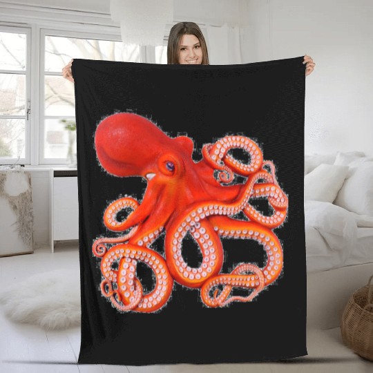 Vibrant Octopus Artprint Design Fleece Blankets