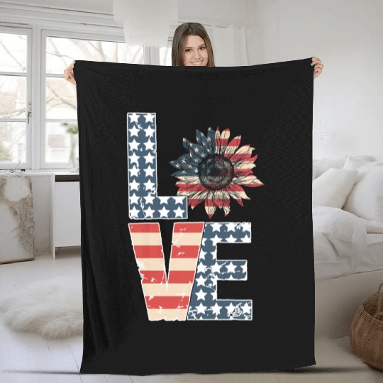 Love 4th Of July Fleece Blankets