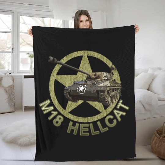 M18 Hellcat WW2 American Tank Destroyer Fleece Blankets