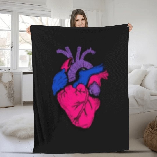 Bi Pride Flag LGBT Party Retro Heart Gift Fleece Blankets