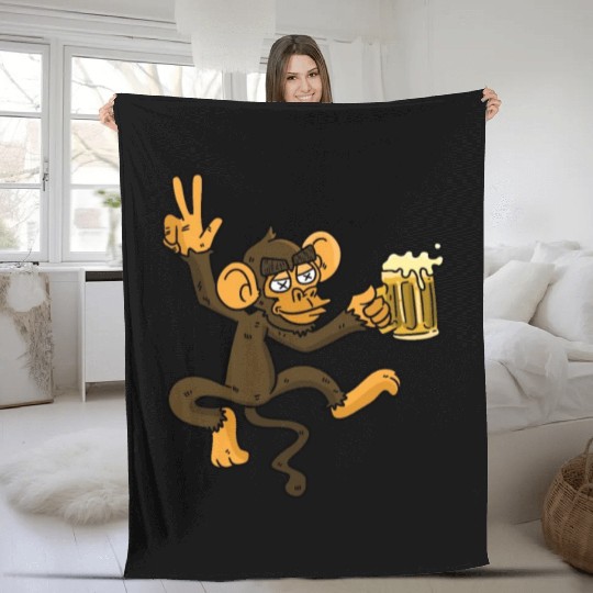 DRUNK MONKEY Beer Fleece Blankets