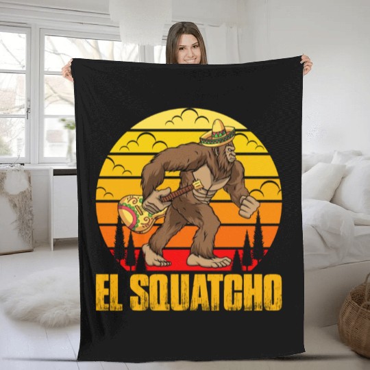 El Squatcho Mexican Sasquatch Bigfoot Fleece Blankets