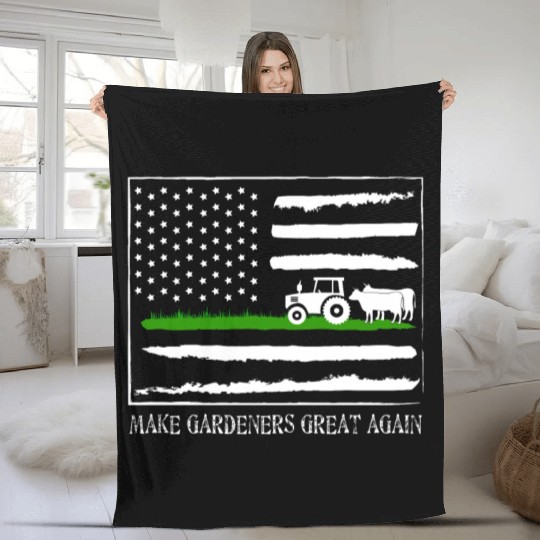 Funny Farmer USA Flag Fleece Blankets