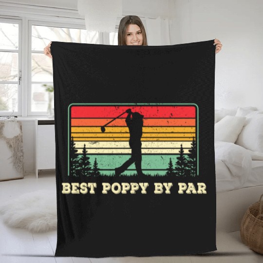 Best Poppy By Par - Golf Fleece Blankets - Dad Golf Fleece Blankets -