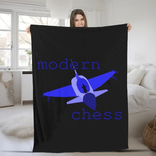 modern chess in royal blue Fleece Blankets