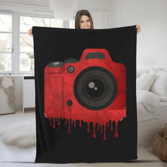 Red splatter camera Fleece Blankets