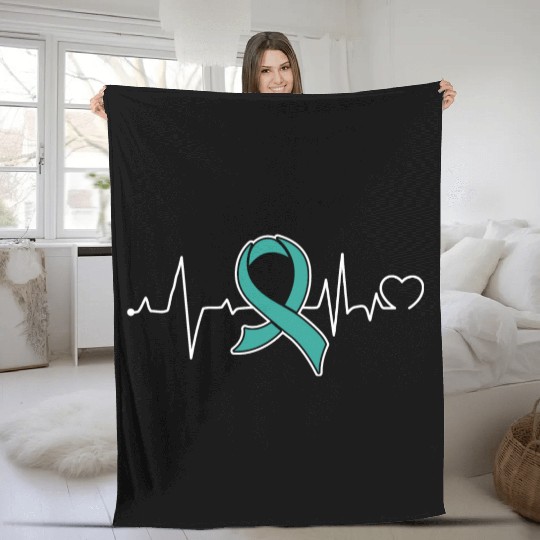 Heart beat- Ovarian Cancer Awareness Fleece Blankets