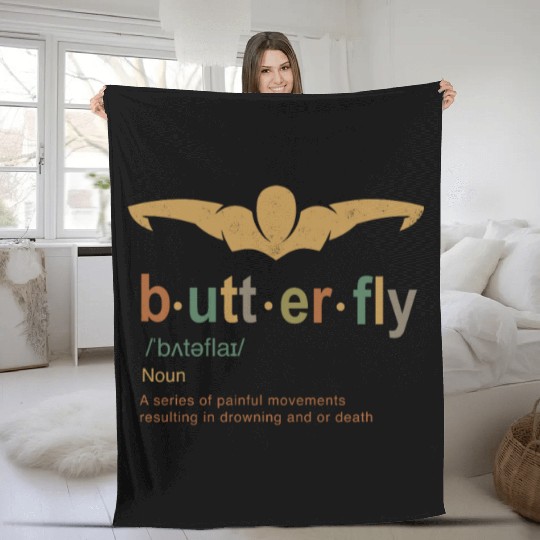 Swimming Butterfly Stroke Definition Fleece Blankets