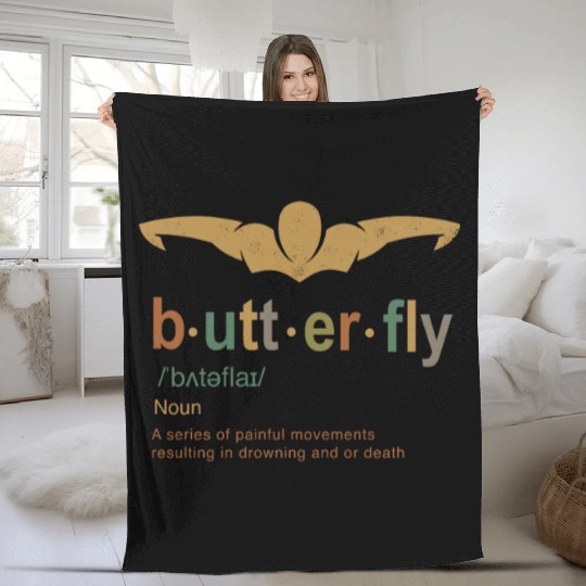 Swimming Butterfly Stroke Definition Fleece Blankets