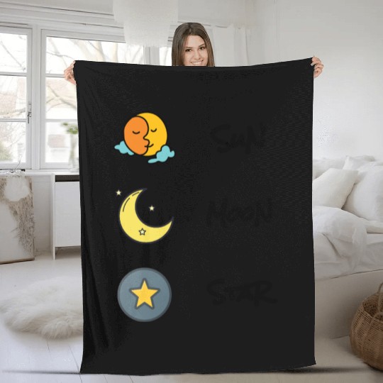 sun moon and star Fleece Blankets