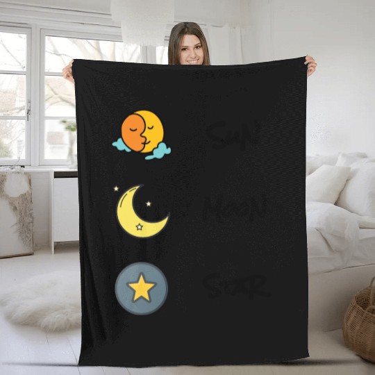 sun moon and star Fleece Blankets