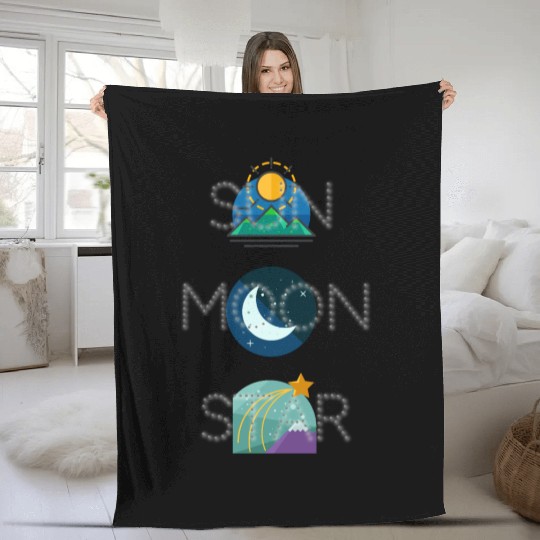 sun moon and star Fleece Blankets