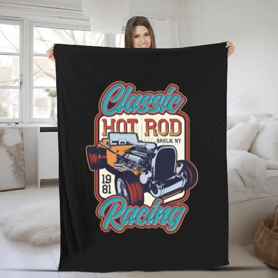 Classic Hot Rod Racing Fleece Blankets