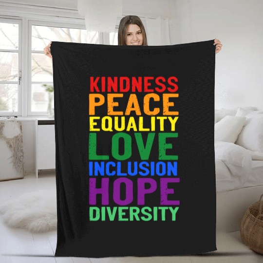 Kindness peace equality love inclusion hope divers Fleece Blankets